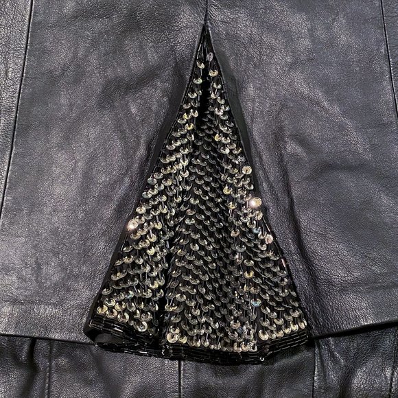 Vintage Leather High Waist Skirt and Tank with Sequins - 2 Piece Set - Size MD - Picture 15 of 16
